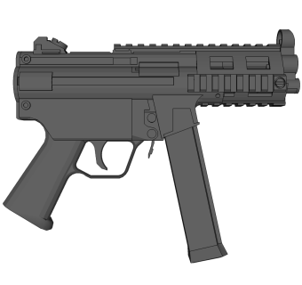 德国H&k公司MP5K冲锋枪草图大师模型，冲锋枪SU模型下载