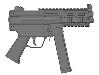 德国H&k公司MP5K<em>冲锋</em>枪草图大师模型，<em>冲锋</em>枪SU模型...