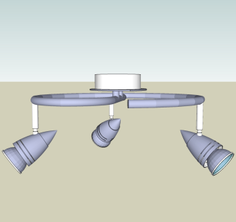 现代轨道灯射灯SU模型，轨道灯射灯草图大师模型下载