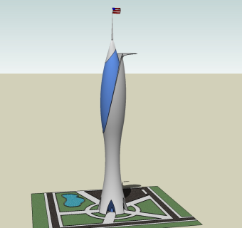 美式观光塔草图大师模型skp模型，观光塔sketchup模型下载