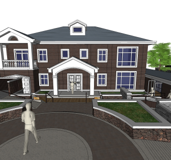 欧式别墅su模型，别墅草图大师模型下载