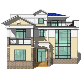 现代风格别墅草图大师模型下载，别墅SKP模型下载