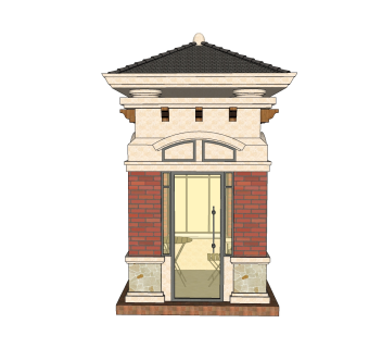 欧式岗亭SU模型，岗亭SKB文件下载