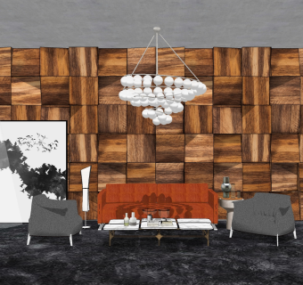 欧式风格多人沙发xu模型，沙发skp模型下载