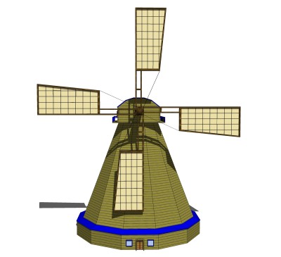 现代发电家用风车skb文件，风车sketchup模型下载