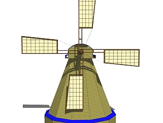 現代發電家用風車skb文件，風車sketchup模型下載