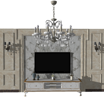 欧式实木电视柜sketchup模型，电视柜草图大师模型下载