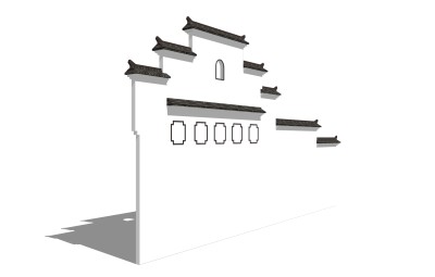 新中式马头墙草图大师模型，马头墙sketchup模型免费下载