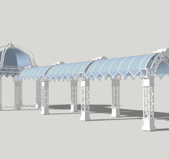 欧式造型廊亭组合廊架草图大师模型，造型廊亭组合廊架sketchup模型下载