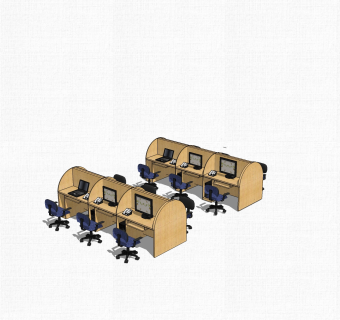 现代实木办公桌草图大师模型，办公桌skp模型下载