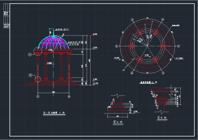 特色休闲亭CAD施工图，亭子CAD施工图纸下载