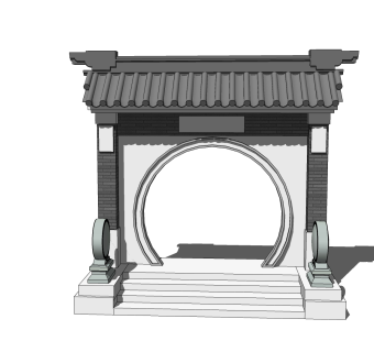 中式大门门头草图大师模型，大门门头sketchup模型免费下载
