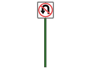 现代禁止掉头道路交通标志牌su模型下载、禁止掉头道路交通标志牌草图大师模型下载