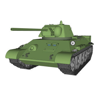 苏联T-34中型坦克su模型，坦克草图大师模型下载