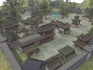 中式古建筑房屋草图大师模型，古建筑房屋sketchup模型下载