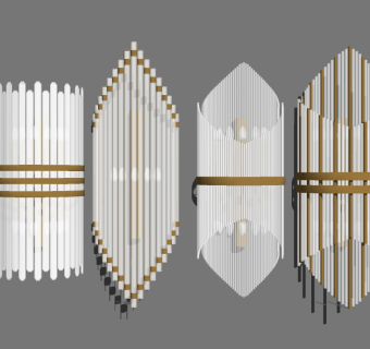 现代水晶壁灯组合su模型，灯具草图大师模型下载