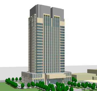 现代办公楼草图大师模型，办公楼sketchup模型免费下载