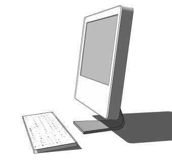 现代电脑，台式电脑草图大师模型sketchup模型下载