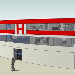 现代简约医院草图大师模型，医院sketchup模型下载