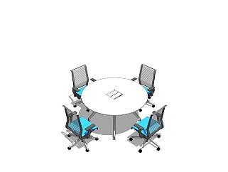 现代圆形会议桌su模型，会议桌sketchup模型下载