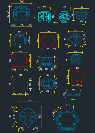 精品古建筑窗CAD施工图，建筑窗CAD图纸下载