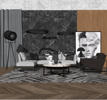 现代沙发组合su模型，沙发组合sketchup模型下载