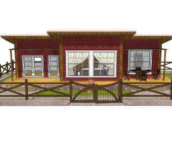 美式别墅草图大师模型，别墅SU模型下载