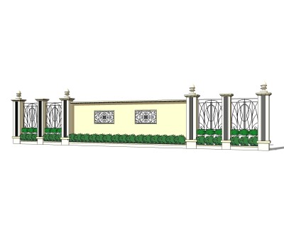 简欧围墙护栏免费su模型，栏杆sketchup模型下载