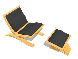 现代躺椅sketchup模型，椅子草图大师模型下载