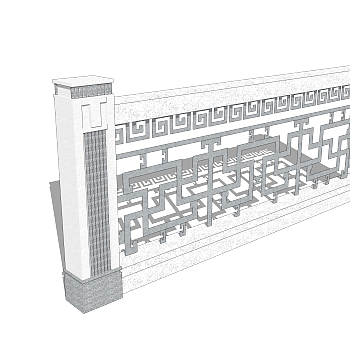 精品大理石栏杆草图大师模型库下载