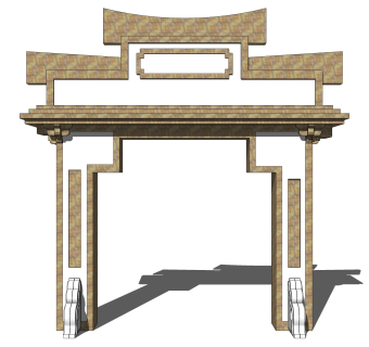 大门式牌楼草图大师模型下载，入口大门sketchup模型分享