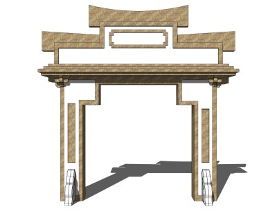 大门式牌楼草图大师模型下载，入口大门sketchup模型分享