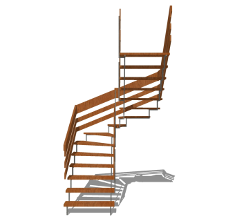 现代实木三跑楼梯草图大师模型，实木三跑楼梯sketchup模型免费下载
