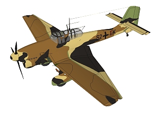 德国JU-87斯卡图俯冲轰炸机草图大师模型，<em>战斗</em>机SU...