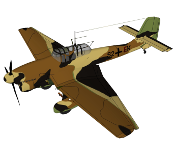 德国JU-87斯卡图俯冲轰炸机草图大师模型，战斗机SU模型下载