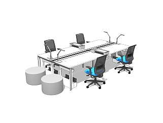 办公用品办公桌草图大师模型，办公桌sketchup模型，办公桌su素材下载