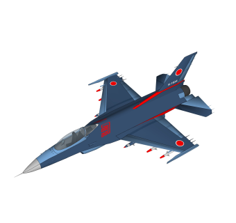 现代日本三菱F-2战斗机sketchup模型下载，战斗机草图大师模型