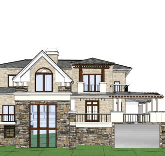 欧式别墅外观草图大师模型，SU模型免费下载