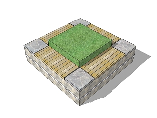 现代树池座椅sketchup模型下载，<em>树池坐凳</em>skb模型分享