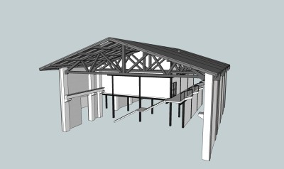 工业风办公区草图大师模型，办公室sketchup模型