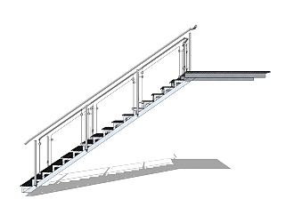 <em>现代钢结构</em>单跑楼梯草图大师模型，钢结构单跑楼梯...