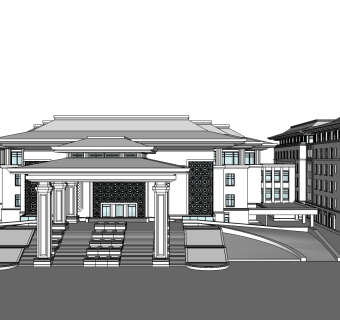 现代酒店草图大师模型下载、现代酒店su模型下载