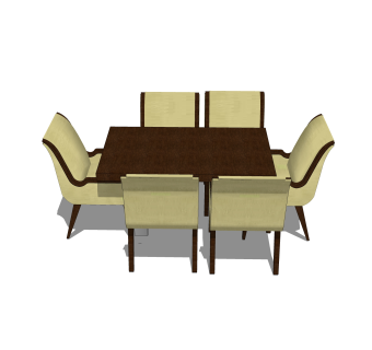 现代简约餐桌椅草图大师模型，餐桌椅skb文件