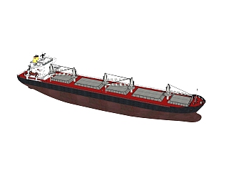 现代大型货轮skb文件模型，货船sketchup模型下载