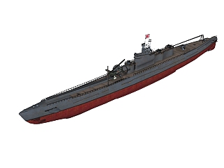 日本伊-400型<em>大型</em>载机潜艇草图大师模型，潜艇SU模型...