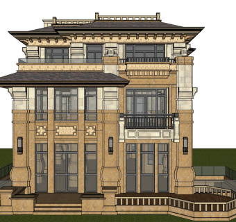 欧式别墅su模型下载、欧式别墅草图大师模型下载