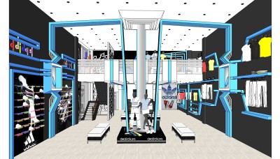 adidas服装专卖店草图大师模型，服装店su模型下载