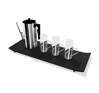  现代茶具草图大师模型，茶具sketchup模型下载
