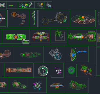 原创各式广场景观绿化设计CAD平面图，广场景观绿化CAD施工图纸下载