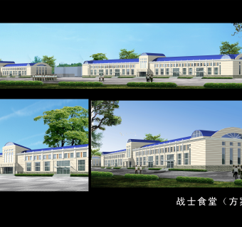 战士食堂施工图，食堂CAD建筑图纸下载